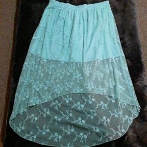 Mint high-low skirt